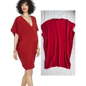 HATCH Slouch Dress Red V-Neck Oversized Slouchy Maternity Shift XS X P